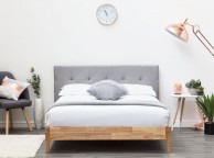 Sleep Design Disley 5ft Kingsize Grey Fabric And Oak Bed Frame Thumbnail