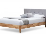 Sleep Design Disley 5ft Kingsize Grey Fabric And Oak Bed Frame Thumbnail