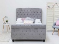 Sleep Design Hampton 4ft6 Double Grey Velvet Sleigh Bed Frame Thumbnail
