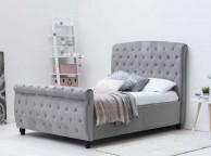 Sleep Design Hampton 4ft6 Double Grey Velvet Sleigh Bed Frame Thumbnail