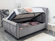 Sleep Design Hampton 4ft6 Double Grey Velvet Ottoman Sleigh Bed Frame Thumbnail