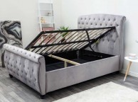 Sleep Design Hampton 4ft6 Double Grey Velvet Ottoman Sleigh Bed Frame Thumbnail