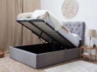 Sleep Design Eltham 5ft Kingsize Grey Velvet Fabric Ottoman Bed Frame Thumbnail