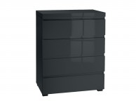 LPD Puro 4 Drawer Chest In Charcoal Gloss Thumbnail