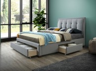 Birlea Shelby 4ft6 Double Grey Fabric Bed Frame With Drawers Thumbnail