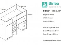 Birlea Merlin High Sleeper Bed White And Light Oak Thumbnail