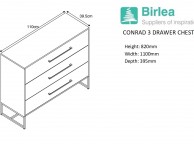 Birlea Conrad Silver Oak Finish 3 Drawer Chest Thumbnail