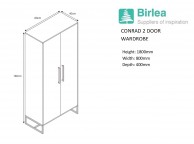 Birlea Conrad Silver Oak Finish 2 Door Wardrobe Thumbnail