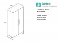 Birlea Conrad Silver Oak Finish 2 Door Wardrobe Thumbnail