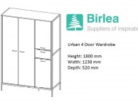 Birlea Urban Rustic Finish 4 Door Wardrobe Thumbnail