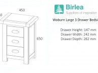 Birlea Woburn Oak 3 Drawer Large Bedside Thumbnail