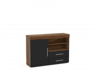 Birlea Edgeware 1 Door 2 Drawer Sideboard In Walnut And Black Thumbnail