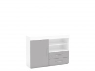 Birlea Edgeware 1 Door 2 Drawer Sideboard In White And Grey Thumbnail