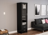 Birlea Edgeware Glass Door Cabinet In Black Thumbnail