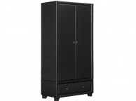 Birlea Brooklyn Black 2 Door 1 Drawer Combination Wardrobe in Faux Leather Thumbnail