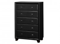 Birlea Brooklyn 5 Drawer Chest of Drawers Finished in Black Faux Leather Thumbnail