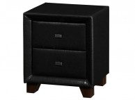 Birlea Brooklyn 2 Drawer Night Stand in Black Faux Leather Thumbnail