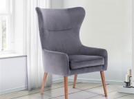 Birlea Bow Armchair In Grey Velvet Fabric Thumbnail