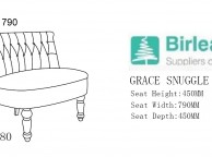 Birlea Grace Snuggle Chair In Grey Velvet Fabric Thumbnail