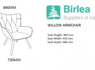 Birlea Willow Armchair In Midnight Blue Fabric Thumbnail