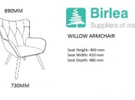 Birlea Willow Armchair In Grey Velvet Fabric Thumbnail