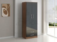 Birlea Lynx Walnut with Black Gloss 2 Door Combi Robe Thumbnail