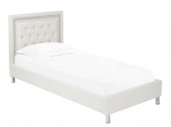LPD Crystalle 3ft Single White Faux Leather Bed Frame Thumbnail
