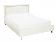 LPD Crystalle 4ft6 Double White Faux Leather Bed Frame Thumbnail