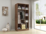 Birlea Lynx Walnut with Cream Gloss 3 Door 2 Drawer Wardrobe with Center Mirror Thumbnail