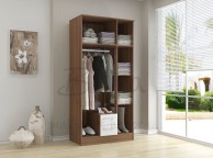 Birlea Lynx Walnut with White Gloss 3 Door 2 Drawer Wardrobe with Center Mirror Thumbnail