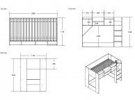 Flair Furnishings Wizard Junior Grey High Sleeper Bed Thumbnail