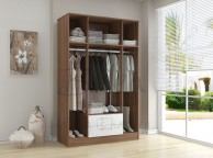 Birlea Lynx Walnut with White Gloss 4 Door 2 Drawer Wardrobe with Center Mirrors Thumbnail