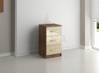 Birlea Lynx Walnut with Cream Gloss 3 Drawer Bedside Thumbnail