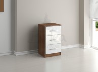 Birlea Lynx Walnut with White Gloss 3 Drawer Bedside Thumbnail