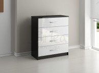 Birlea Lynx Black with White Gloss 4 Drawer Chest of Drawers Thumbnail
