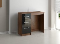 Birlea Lynx Walnut with Black Gloss 3 Drawer Single Pedestal Dressing Table Thumbnail