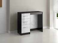 Birlea Lynx Black with White Gloss 3 Drawer Single Pedestal Dressing Table Thumbnail