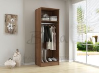 Birlea Lynx Walnut with Black Gloss 2 Door Wardrobe Thumbnail