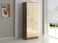 Birlea Lynx Walnut with Cream Gloss 2 Door Wardrobe Thumbnail