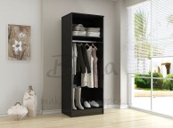 Birlea Lynx Black with White Gloss 2 Door Wardrobe Thumbnail