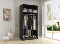 Birlea Lynx Black with White Gloss 3 Door Wardrobe with Centre Mirror Thumbnail