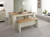 GFW Lancaster 150cm Dining Table with Benches in Cream Thumbnail