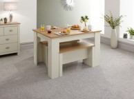GFW Lancaster 120cm Dining Table with Benches in Cream Thumbnail