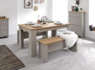 GFW Lancaster 150cm Dining Table with Benches in Grey Thumbnail