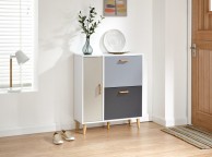 GFW Delta Shoe Cabinet in White and Grey Thumbnail