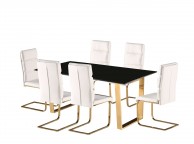 LPD Antibes Black Gloss Dining Table Set With White Chairs Thumbnail