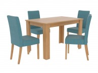 LPD Atlanta Oak Finish Dining Table With 4 Anna Teal Chairs Thumbnail