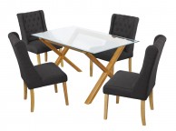 LPD Verona Pair Of Charcoal Fabric Dining Chairs Thumbnail