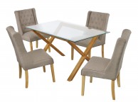 LPD Verona Pair Of Beige Fabric Dining Chairs Thumbnail