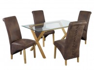 LPD Treviso Pair Of Brown Faux Leather Dining Chairs Thumbnail